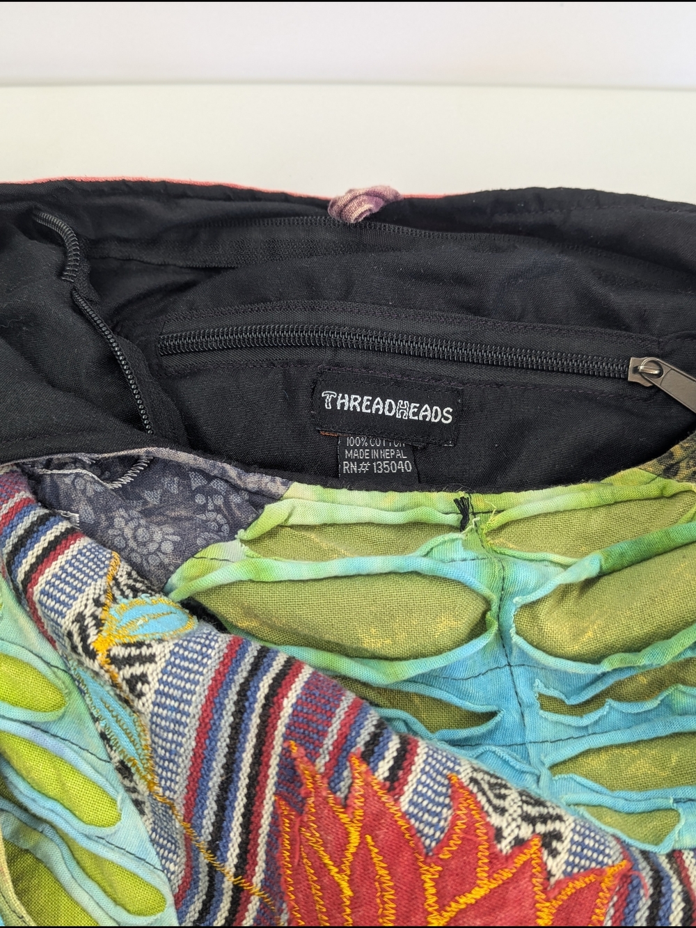 Threadheads Boho Patchwork Hobo Bag Hippie Lotus Shoulder Purse Handmade Nepal